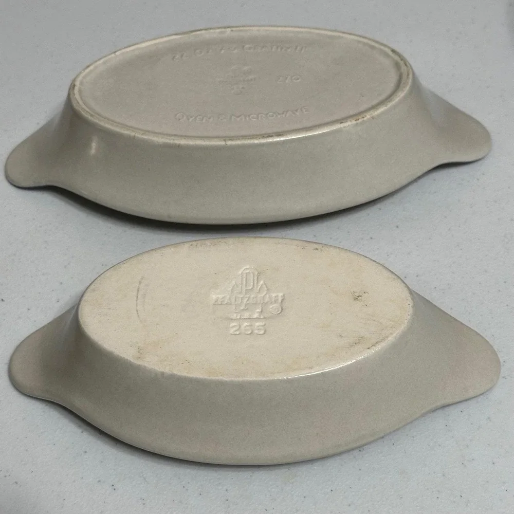 Pfaltzgraff Yorktowne VTG USA Au Gratin Baking Dishes Blue Floral Stoneware 2‎